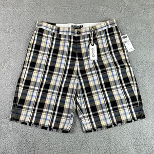 Chaps Shorts Mens‎ 34 Lead Table Safari Plaid Flat Front Casual Pockets